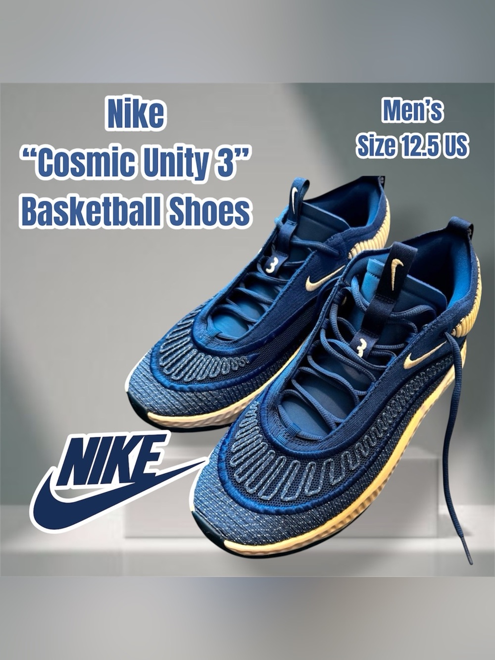 Nike Men’s “Cosmic Unity 3” Basketball Shoes, Size 12.5 (Blue/White)